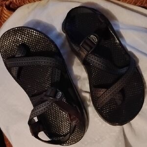 Chaco Black and Gray Strappy Sandals#free With Bundle.Used
